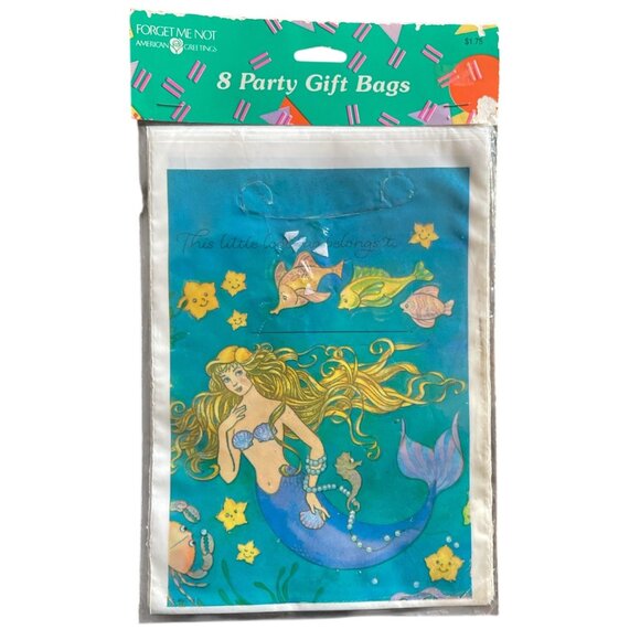 Vintage Am. Greetings Girl Mermaid Birthday Party Set Invitations Gift Wrap Bags - Picture 4 of 8